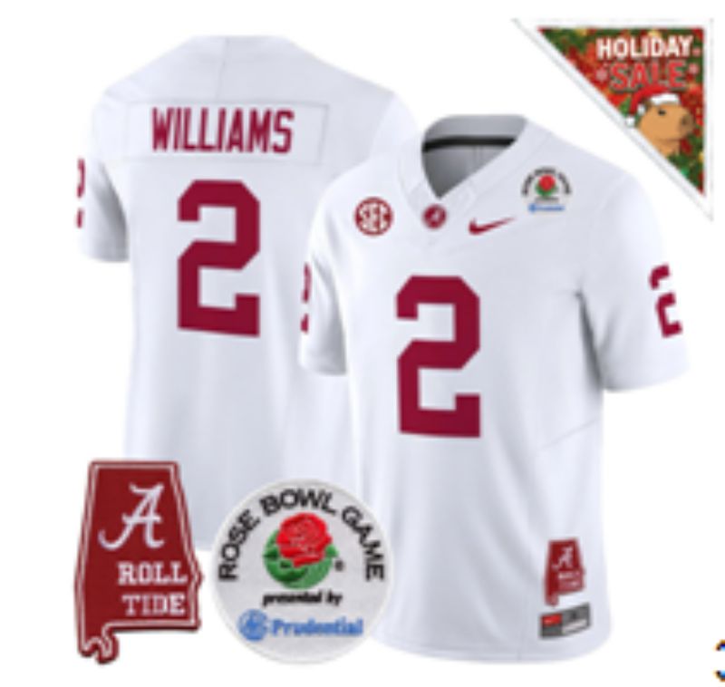 Men Alabama Crimson Tide #2 Williams White Nike 2026 NCAA Jersey 01